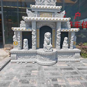 肇庆芝麻白中国黑石材套墓 花岗岩墓碑